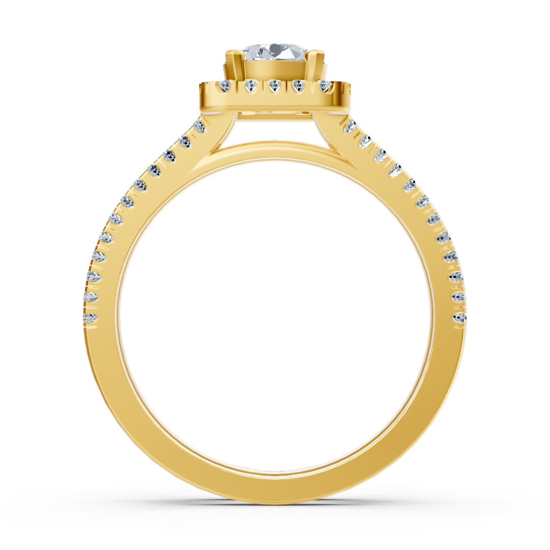 yellow gold diamond halo ring