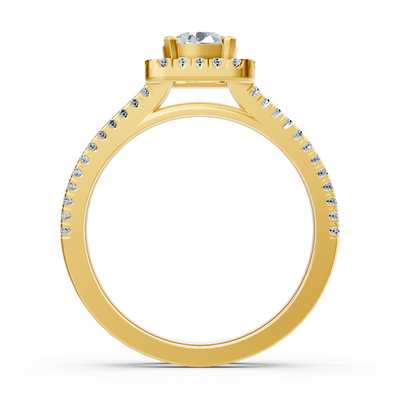 yellow gold diamond halo ring