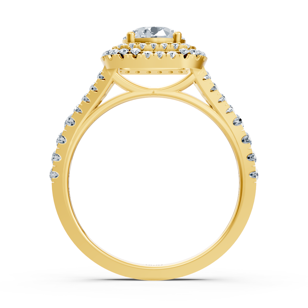 14k yellow gold double halo diamond engagement ring