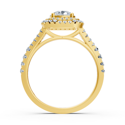 14k yellow gold double halo diamond engagement ring