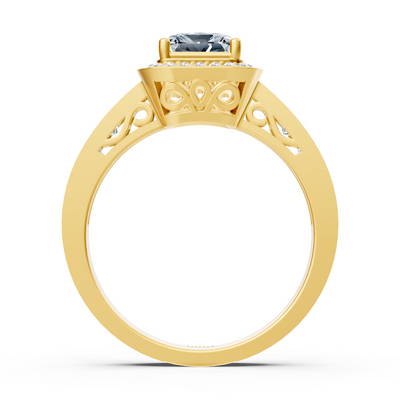 Princess Diamond Halo Ring 14K Yellow Gold