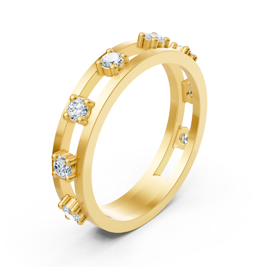 Birgie diamond ring yellow gold 14K with 8 diamonds