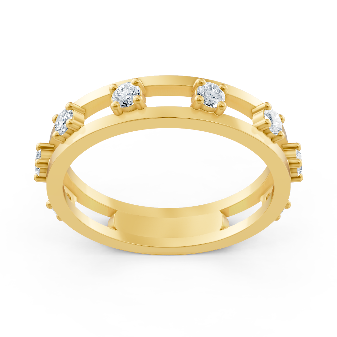 Birgie diamond ring yellow gold 14K with 8 diamonds