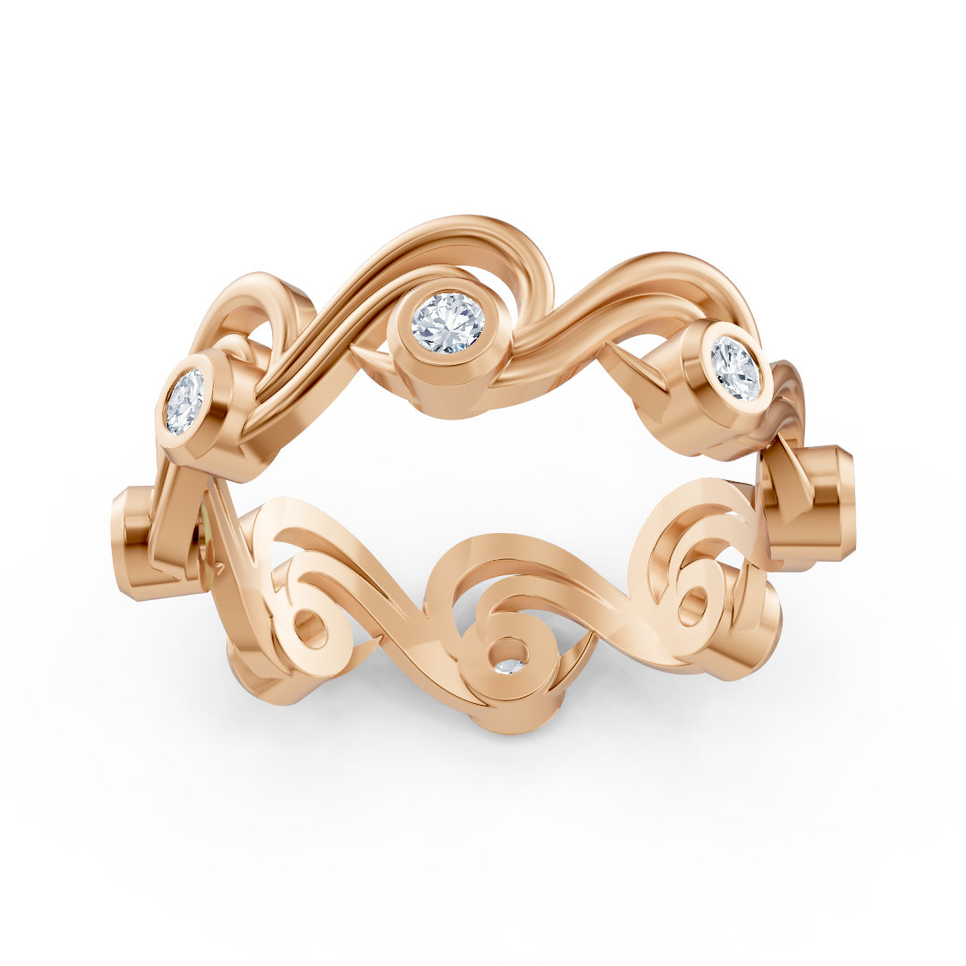Birgie diamond ring 14K rose gold – round cut with bezel setting