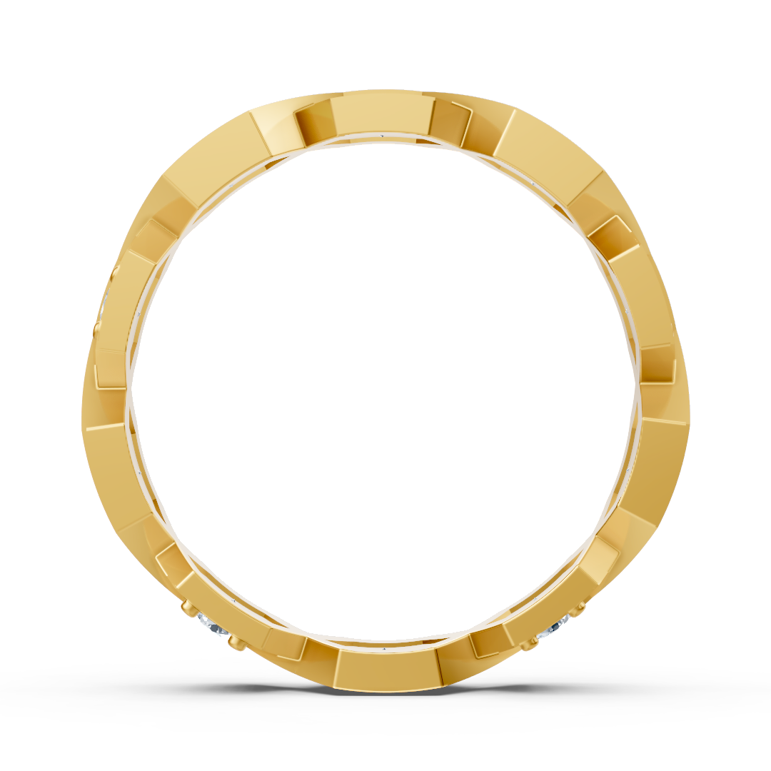 Geometrischer Diamantring aus 14K Gelbgold