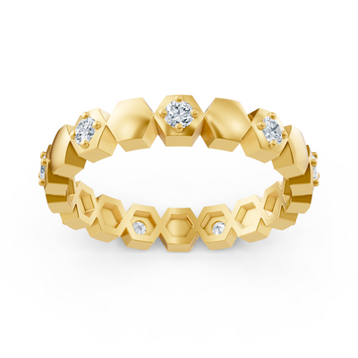 Birgie diamond ring 14K yellow gold – hexagon design