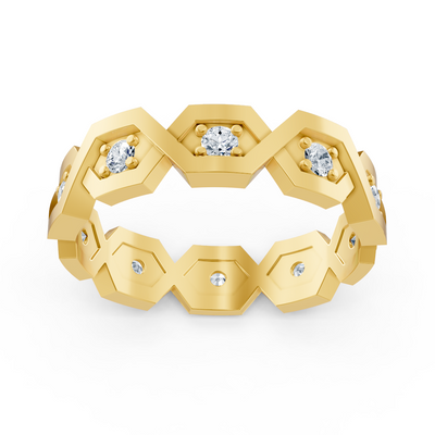 Geometrischer Diamantring aus 14K Gelbgold