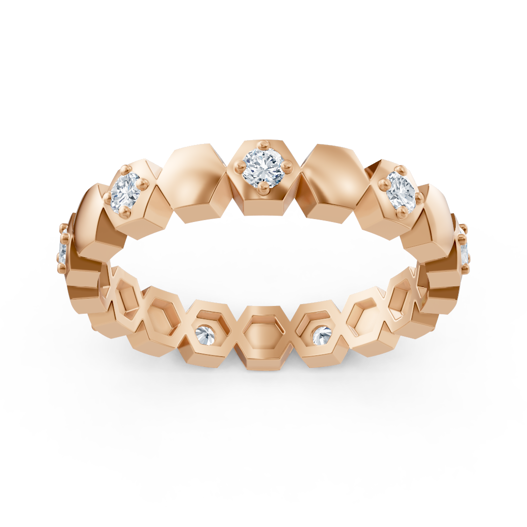 Birgie Diamantring Roségold 14K – Hexagon-Design