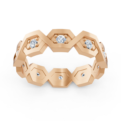 Geometrischer Diamantring aus 14K Roségold