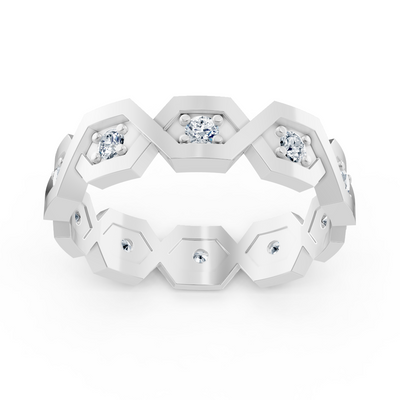 Geometrischer Diamantring aus 14K Weissgold