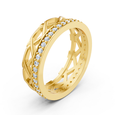 Exclusive diamond ring in 14K yellow gold with round diamonds