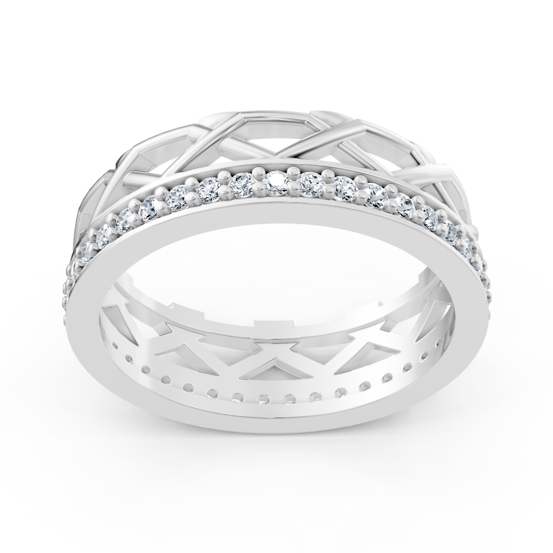 Exclusive diamond ring in 14K white gold with round diamonds