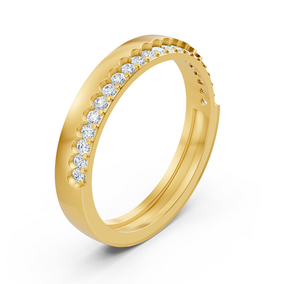 Elegant half-eternity ring with diamonds in 14K yellow gold