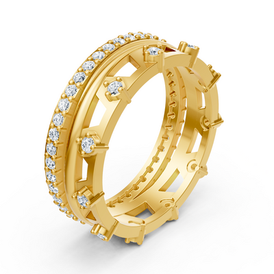 Exquisite eternity ring with diamonds in yellow gold