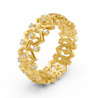 Birgie Gelbgold Diamantring  – Filigranes Design mit Runddiamanten