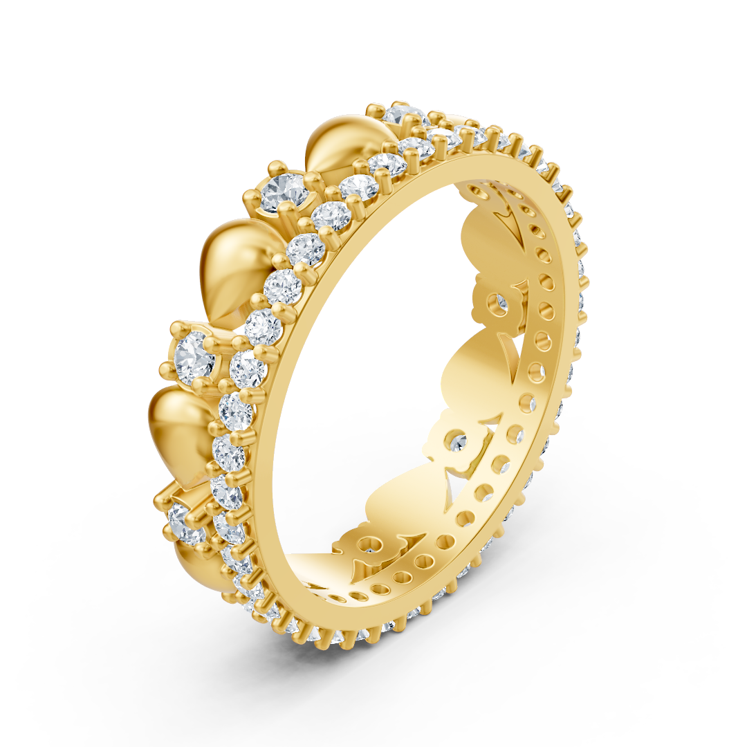 Birgie Diamond Eternity Ring 14K Yellow Gold – Round Cut, 2 mm &amp; 1.5 mm