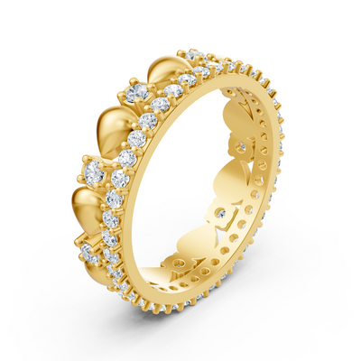 Birgie Diamond Eternity Ring 14K Yellow Gold – Round Cut, 2 mm &amp; 1.5 mm