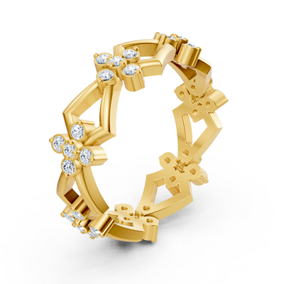 Birgie diamond ring in 14K yellow gold with round brilliant-cut diamonds