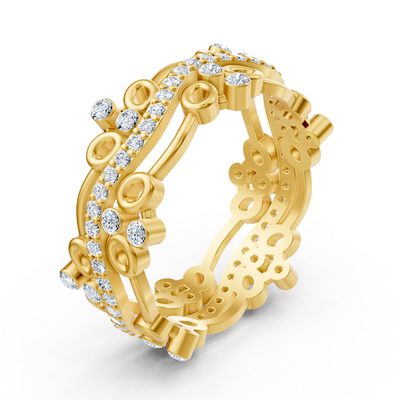 Verspielter Kreis Diamantring - 14K Gelbgold, ca. 0.51 Karat