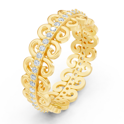 Anmutiger Schneckenmuster Diamantring - 14K Gelbgold, ca. 0.28 Karat