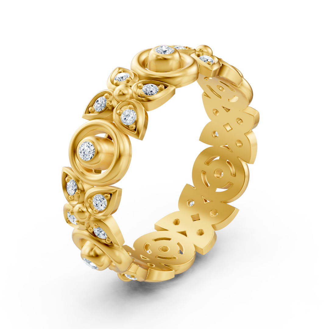 Gelbgoldener Diamantring mit floralem Design