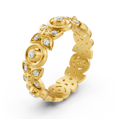 Gelbgoldener Diamantring mit floralem Design