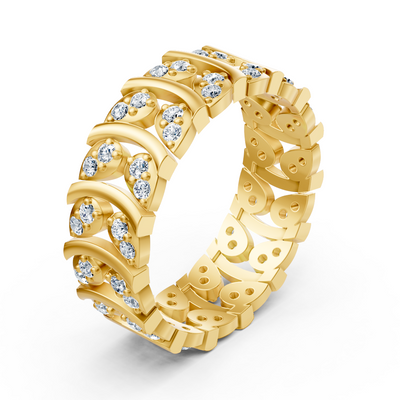 Gelbgoldener Diamantring mit geschwungenem Design
