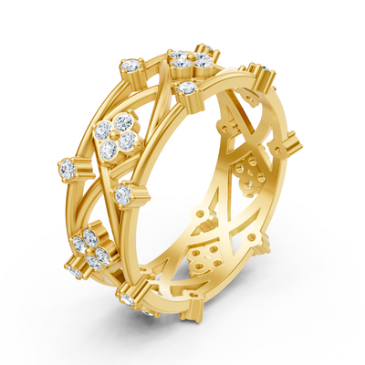 Gelbgoldener Diamantring mit floralem Design