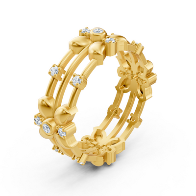14 Karat Gelbgold Pırlanta Floral Ring "Blütenkranz