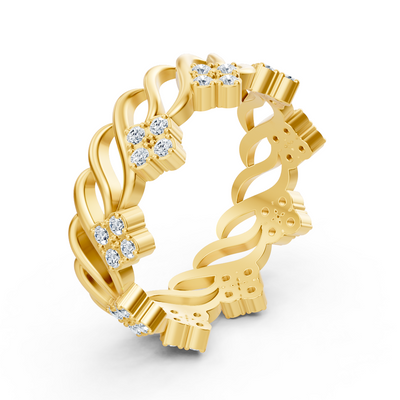 14 Karat Gelbgold Diamant Bandring "Eisblume"