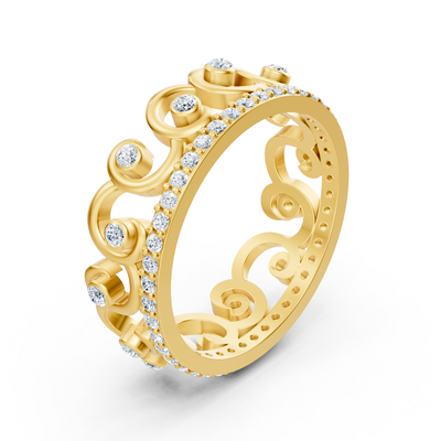14 Karat Gelbgold Diamant Prinzessinnen Krone Ring "Königliche Grazie"