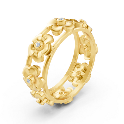 14 Karat Gelbgold Diamant Blütenversprechen Ring