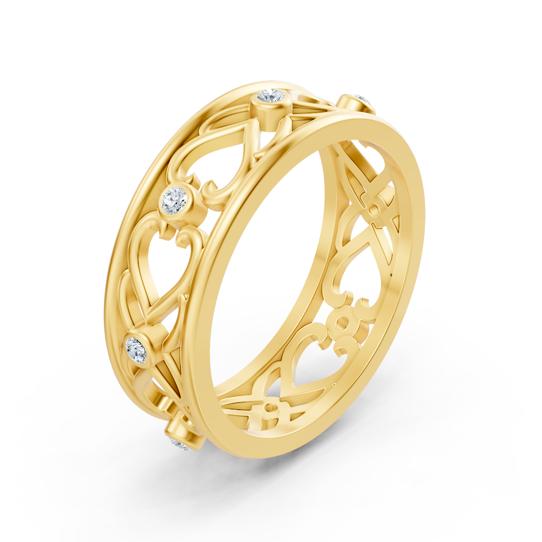Eleganter Gelbgold-Ring mit Runddiamanten im Bezel-Design