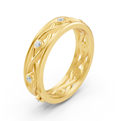 Eleganter Gelbgold-Ring mit Runddiamanten im Bezel-Design