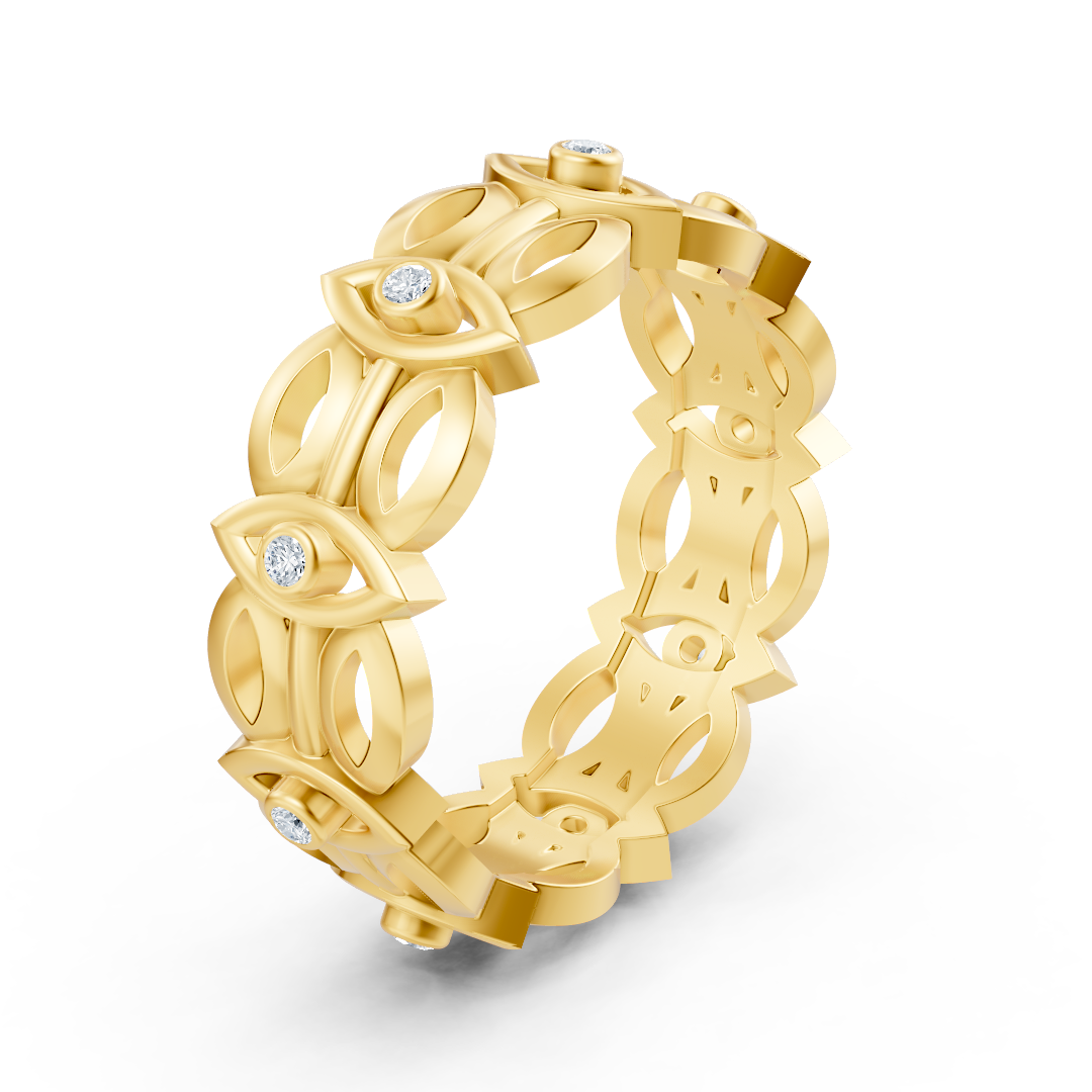 Gelbgoldring mit runden Diamanten