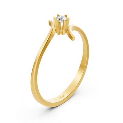 Gelbgold Diamant Solitärring Schlicht