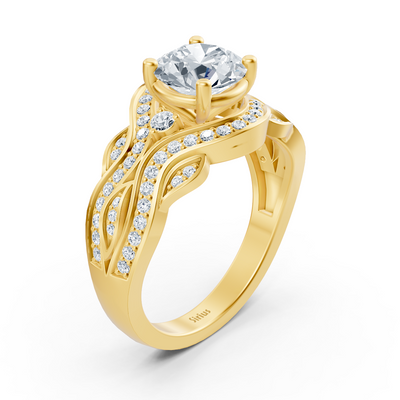 Gelbgold Diamant Verlobungsring "Romantische Blätter"