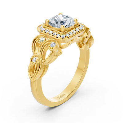 Vintage Romance 14 Karat Gelbgold Diamantring