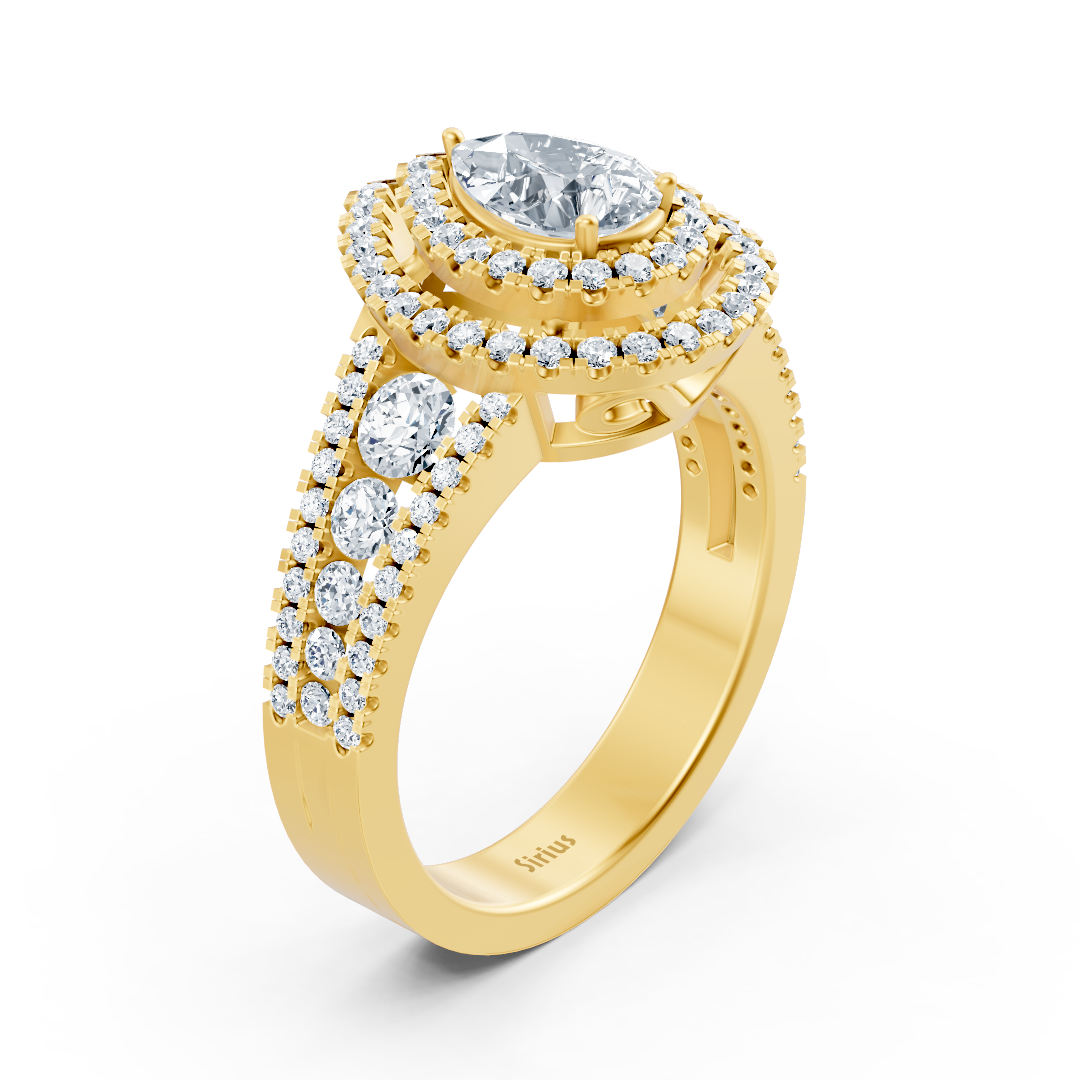 Birgie Halo Diamant & Saphir Verlobungsring Gelbgold