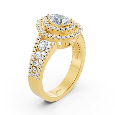 Birgie Halo Diamant & Saphir Verlobungsring Gelbgold