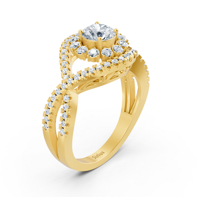 yellow gold diamond halo engagement ring