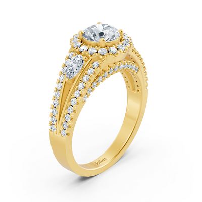 Gelbgold Diamant & Smaragd Verlobungsring