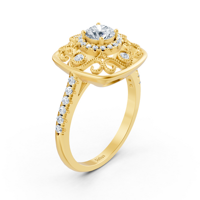 Extravaganter Gelbgold Halo Diamant Cocktailring