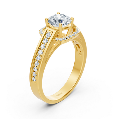 Eleganter Gelbgold Seitenstein Diamantring