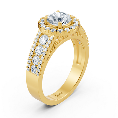 Halo Diamantring Gelbgold