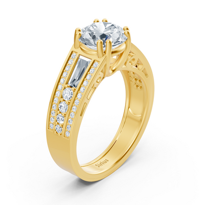 Diamantring Gelbgold mit Baguetteschliff