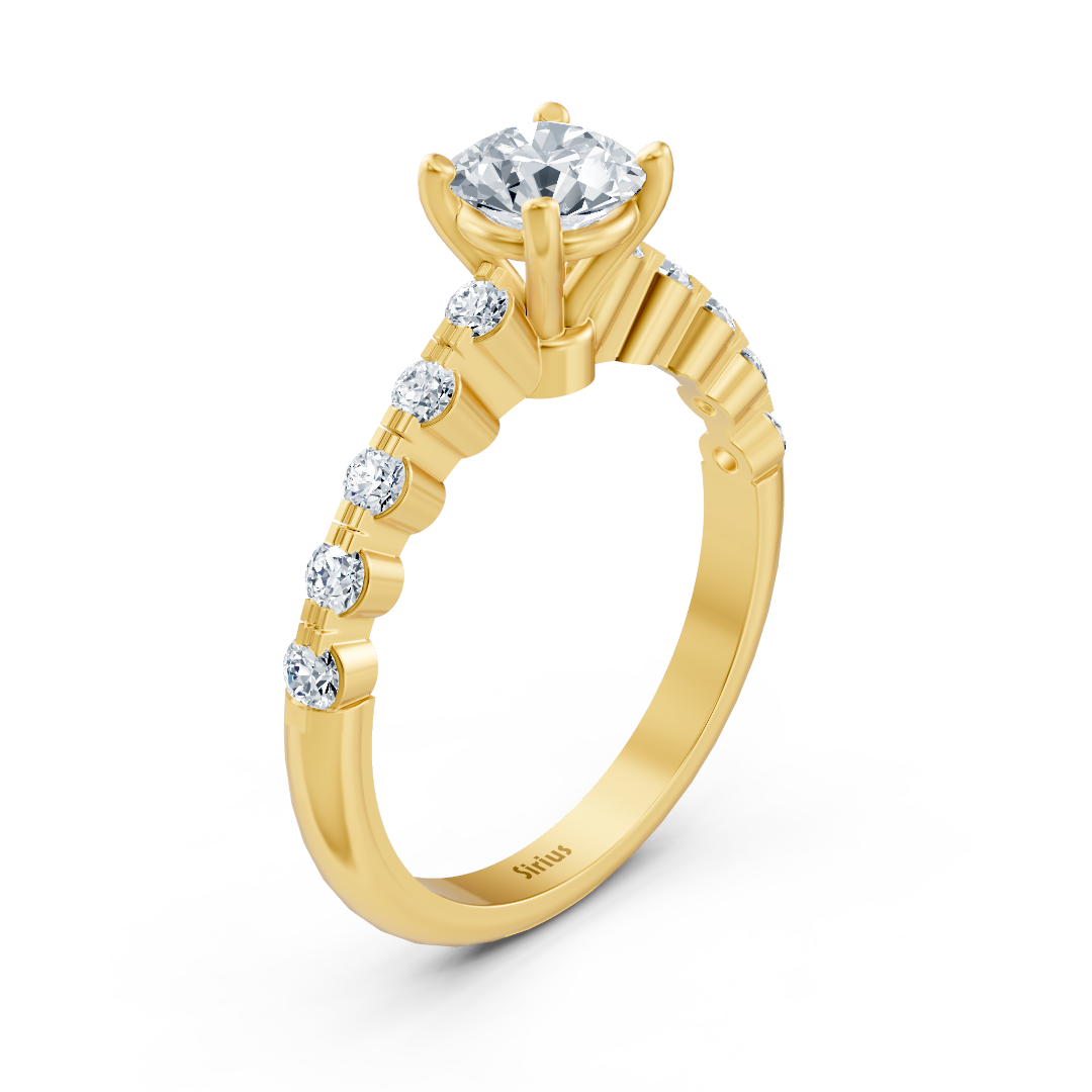 Halbe Eternity & Solitär Diamantring Gelbgold