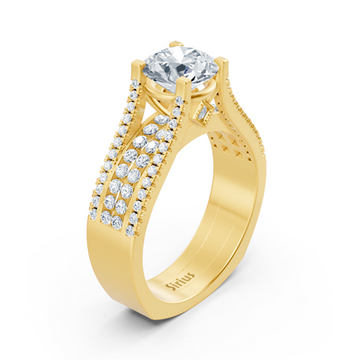 Eternity &amp; Pavé diamond ring yellow gold