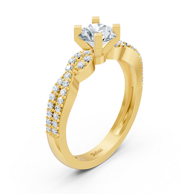 Twist Eternity &amp; Solitaire Diamond Ring Yellow Gold
