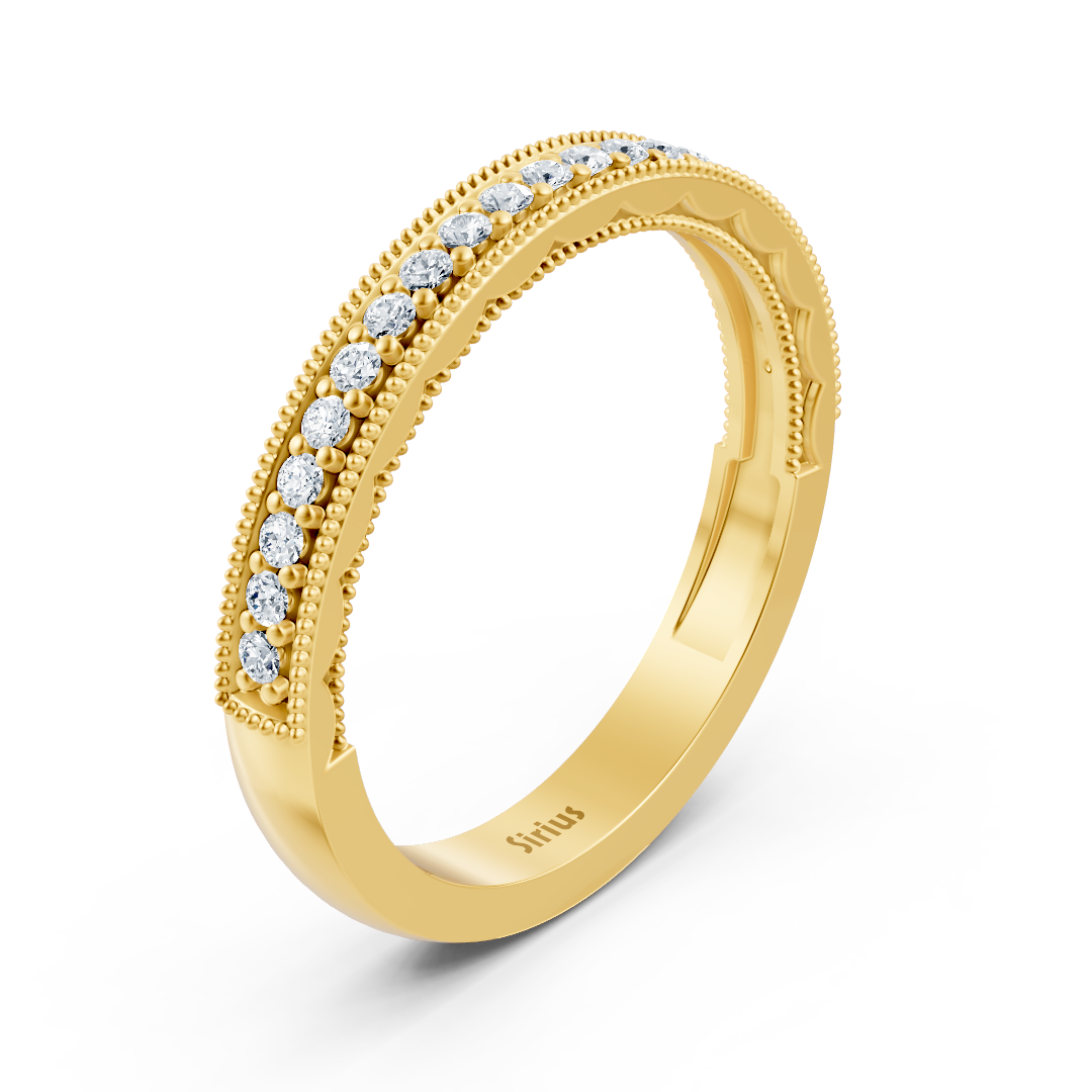 0.21 Karat Diamant Halbe Ewigkeit Ring mit Milgrain-Details aus 14 Karat Gelbgold